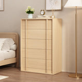 Garvee Mesita de Noche Moderna de Madera Compacta con 5 Cajones y Tirador Vertical Armario de Almacenamiento para Dormitorio Color Natural