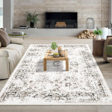 Garvee Alfombra Lavable de Poliéster con Base TPR Diseño Abstracto Antideslizante para Salón 200x290cm Beige Camel