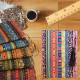 Garvee Set de 10 Telas de Algodón de Alta Calidad para Patchwork Estampado Étnico Multicolor con Detalles Dorados para Manualidades 25x20cm