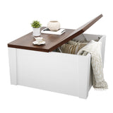 Garvee Mesa de Centro Cuadrada de MDF con Tapa Elevable y Compartimento Oculto Blanco y Nogal