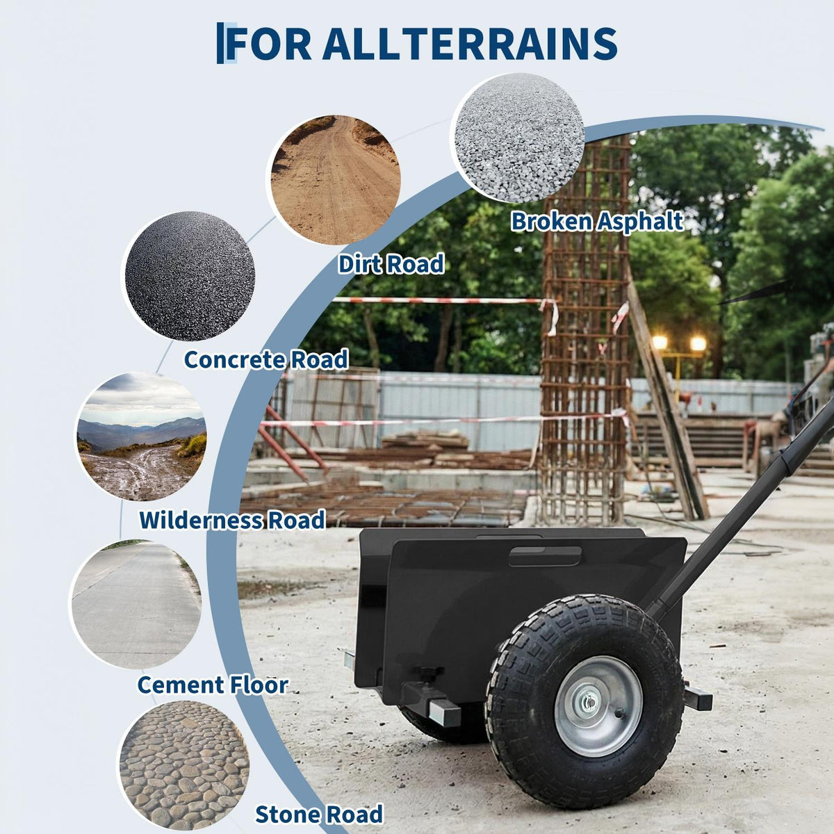 Garvee Carro Panel Dolly Industrial de Acero al Carbono Capacidad 181 kg Ruedas Macizas Centro de Gravedad Bajo Negro