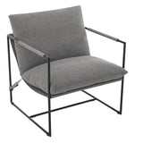 Garvee Sillón Individual Moderno Tapizado en Lino con Estructura Metálica Robusta para Sala Gris Claro
