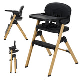 Garvee Trona Evolutiva Ligera para Bebé de PP y Aluminio Asiento de PU con Patas Efecto Madera Negro
