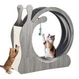 Garvee Rueda de Ejercicio para Gatos de MDF con Interior de 85cm Diseño de Caracol Color Roble Gris