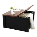 Garvee Mesa de Centro Cuadrada de MDF con Tapa Elevable y Compartimento Oculto Estilo Farmhouse Negro y Nogal
