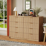 Garvee Cómoda de Dormitorio de 8 Cajones Frente Acanalado con Estructura de Madera Compuesta y Kit Anti-Vuelco Madera Natural - Madera Natural