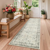 Garvee Alfombra Lavable de Estilo Bohemio Vintage 60x230 cm Camino de Pasillo Antideslizante y Plegable Beige - Beige