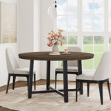 Garvee Mesa de Comedor Redonda de MDF y Metal de 120cm Estilo Industrial para 4 a 6 Personas Marrón