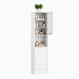 Garvee Armario Alto de Madera para Bano con Puertas de Vidrio Estantes Ajustables y Diseno Antivuelco, 170 cm Blanco