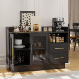 Garvee Gabinete de Bar de PB con Estantes para Vinos Mueble Almacenador para Comedor o Cocina Negro