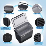 Garvee Nevera Portátil de 12L para Coche de PP con Placa de Carga de Batería Compresor Eficiente Gris Oscuro