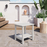Garvee Mesa Auxiliar Adirondack de 2 Niveles para Exterior y Terraza Estructura de HDPE Sólido Resistente a la Intemperie Blanco - Blanco