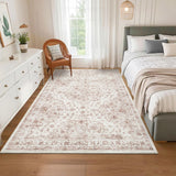 Garvee Alfombra Lavable de Estilo Bohemio Vintage 200x290 cm Antideslizante y Plegable para Salón y Dormitorio Rosa - Rosa