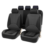 Garvee Juego de 9 Fundas Universales para Asientos de Coche de Piel Sintética PU Transpirable Negro