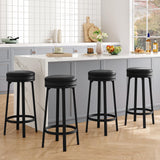 Garvee Set de 4 Taburetes de Bar Giratorios sin Respaldo con Asiento de Piel Sintética para Cocina 76cm Negro
