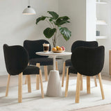 Garvee Set de 4 Sillas Modernas con Respaldo de Corazón y Tela Peluche para Tocador Negro - Terciopelo Teddy | Negro