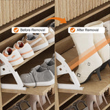 Garvee Armario Zapatero Estrecho de Madera 2 Cajones Abatibles y 1 Cajón Superior Diseño Acanalado Moderno para Recibidor Color Madera Natural