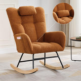 Garvee Set de 2 Sillones Mecedores Tapizados con Respaldo Alto Asiento Acolchado y Bolsillo Lateral Marrón - 