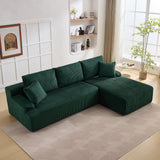 Garvee Sofá Seccional Modular en L de 2 Módulos Tapizado en Pana Modelo Mini Chaise Longue Derecho 240cm Verde