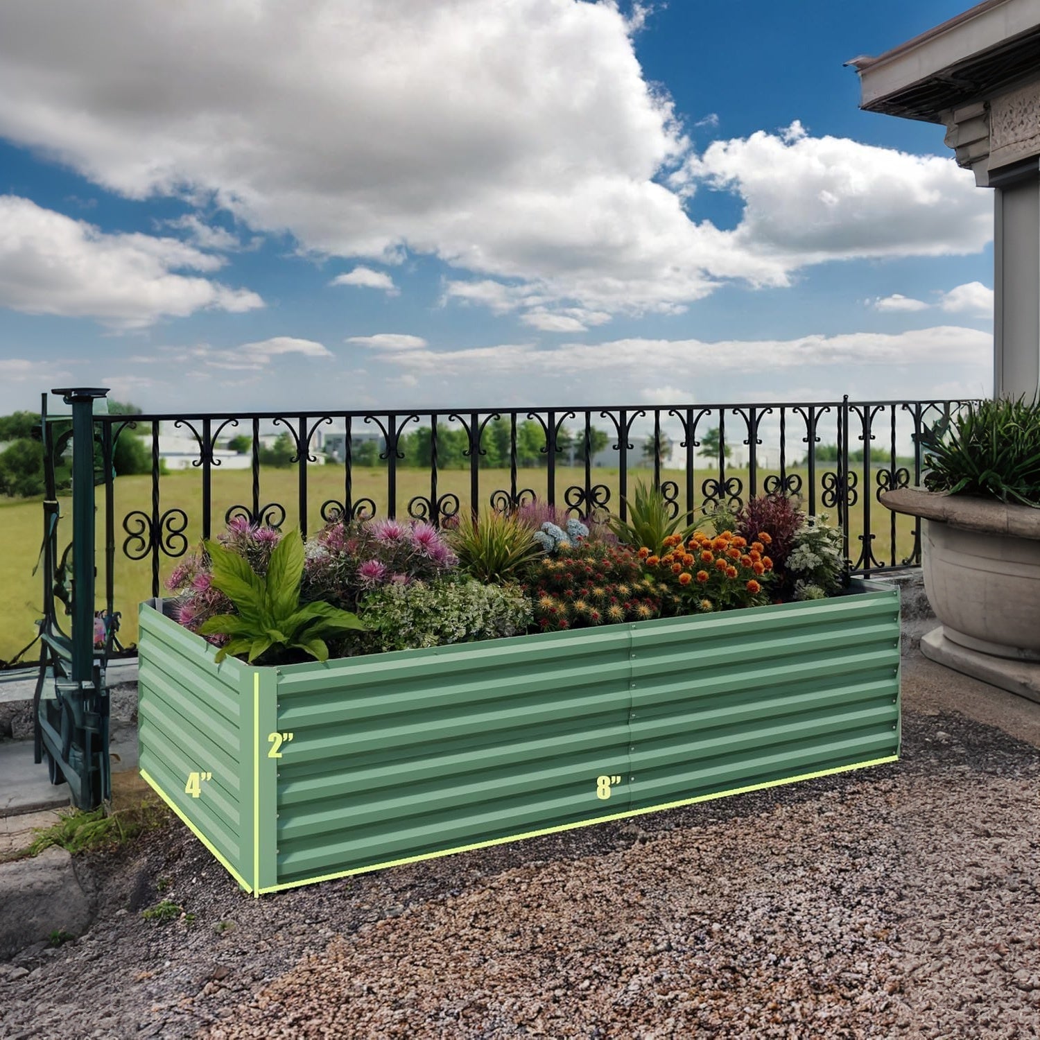 Garvee Juego de 2 Cajas de Jardín Elevadas Galvanizadas 244 × 122 × 61 cm, Metal Duradero, Altura 61 cm, Resistentes al Óxido, Fácil Ensamblaje, Ideal para Flores y Verduras