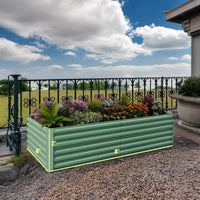 Garvee Juego de 2 Cajas de Jardín Elevadas Galvanizadas 244 × 122 × 61 cm, Metal Duradero, Altura 61 cm, Resistentes al Óxido, Fácil Ensamblaje, Ideal para Flores y Verduras