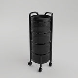Garvee Carro Organizador Giratorio Redondo de Acero al Carbono de 4 Niveles para Cocina Negro