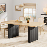 Garvee Mesa de Comedor Rectangular de PB con Patas Metálicas Onduladas, para 6-8 Personas, 180×80 cm, Estilo Industrial, Madera Natural - Madera Natural