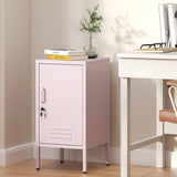 Garvee Gabinete Metálico de Noche con Puerta y Cerradura Estante Ajustable Patas 15cm 70x35x38cm Rosa - Rosa