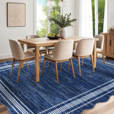 Garvee Alfombra Moderna Lavable Antideslizante de Pelo Corto Fácil de Limpiar para Salón 80x150cm Azul Marino