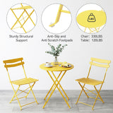 Garvee Conjunto Bistró de 3 Piezas de Hierro para Exterior Mesa y 2 Sillas Metálicas para Patio o Balcón Amarillo Brillante