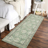Garvee Alfombra Lavable Efecto Cachemira con Base TPR Estilo Persa para Salón o Dormitorio 120x170cm Verde