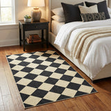 Garvee Alfombra Moderna con Rombos de Poliester Lavable a Maquina Plegable y Antideslizante, 80x150 cm Negro Cafe