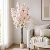 Garvee Arbol Artificial de Cerezo Realista de Doble Tronco Decorativo con Maceta, 150 cm Rosa Claro