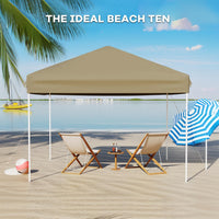 Garvee Carpa Plegable 300x300 cm Toldo Exterior Impermeable con Altura Ajustable y Estructura Metálica Caqui