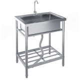 Garvee Fregadero Industrial Independiente de Acero Inoxidable 201 con Grifo Integrado 71x51x86cm Plata