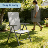 Garvee Juego de 4 Sillas de Patio Plegables de Aluminio y Textilene Respaldo Reclinable Gris