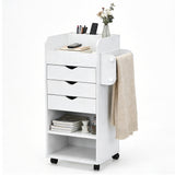 Garvee Mesa Auxiliar Estrecha de MDF con 3 Cajones y Ruedas Carrito Organizador Móvil para Salón o Dormitorio Blanco
