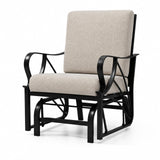 Garvee Silla Mecedora Individual de Patio y Jardín Estructura de Metal con Reposabrazos Curvos y Cojín Desmontable Confort y Resistencia Blanco