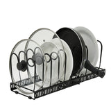 Garvee Soporte Ajustable de Metal para Tapas de Ollas y Sartenes en Organización de Cocina Negro