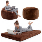 Garvee Sillón Puff Gigante de Espuma Viscoelástica y Funda de Terciopelo Cómodo para Sala de Estar Marrón