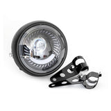 Garvee Faro LED Vintage para Motocicleta 16.5cm 12V con Soporte Lateral de 2 Orificios Diseño Ojo de Ángel Universal Negro