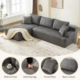 Garvee Sofá Seccional Modular en L de 2 Módulos Tapizado en Pana Chaise Longue Izquierdo 240cm Gris Oscuro