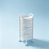 Garvee Carrito Organizador Redondo de Cocina en Acero al Carbono Reforzado Movil con Ruedas Giratorias y Tres Niveles, Blanco