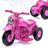 Garvee Moto Triciclo Eléctrico Infantil de 6V 4.5AH de PP Vehículo de Juguete con Función de Burbujas Rosa
