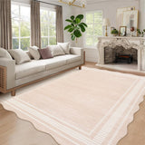 Garvee Alfombra Moderna Antideslizante Pelo Corto Lavable Diseño Minimalista Fácil Limpieza para Comedor 120x170cm Beige