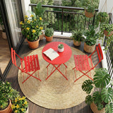 Garvee Conjunto Bistró de 3 Piezas de Hierro para Exterior Mesa y 2 Sillas Metálicas para Jardín o Balcón Rojo