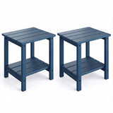 Garvee Juego de 2 Mesas Auxiliares Adirondack de 2 Niveles para Exterior Estructura de HDPE Sólido Resistente a la Intemperie Azul Marino - Azul Marino