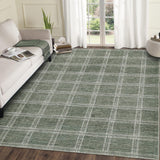 Garvee Alfombra Geometrica a Cuadros de Poliester Lavable a Maquina Plegable y Antideslizante, 120x170 cm Verde - Verde