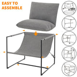 Garvee Juego de 2 Sillones Individuales de Estilo Industrial Tapizados en Lino para Sala de Estar Gris Claro