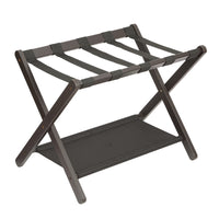 Garvee Estante para Maletas de Bambú Superior Plegable Repisa de Almacenamiento y Correas de Nailon Diseño Compacto y Resistente Soporta 50kg Marrón